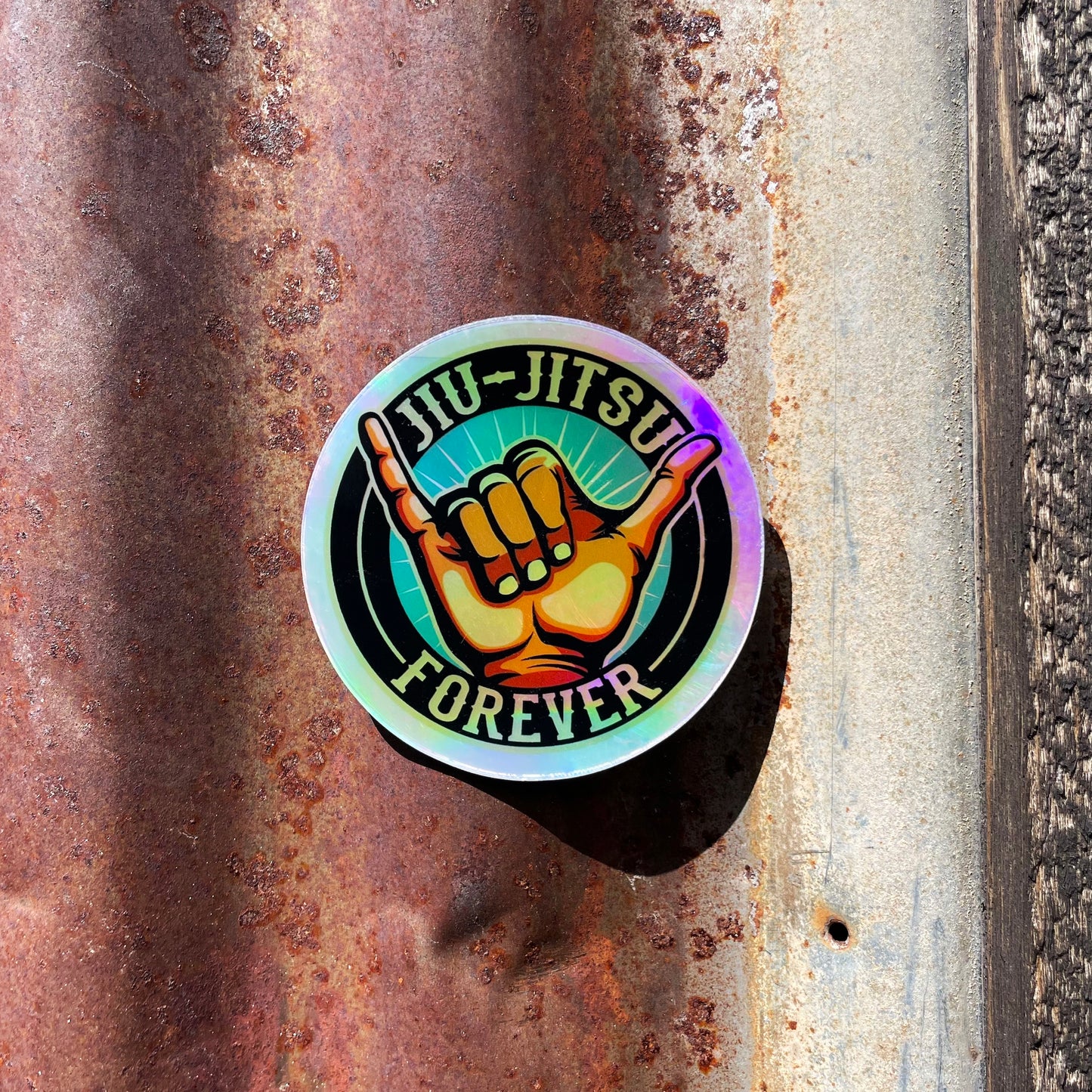 Holographic Jiu-Jitsu Forever Sticker by ROLL & RUMBLE Fight Co.